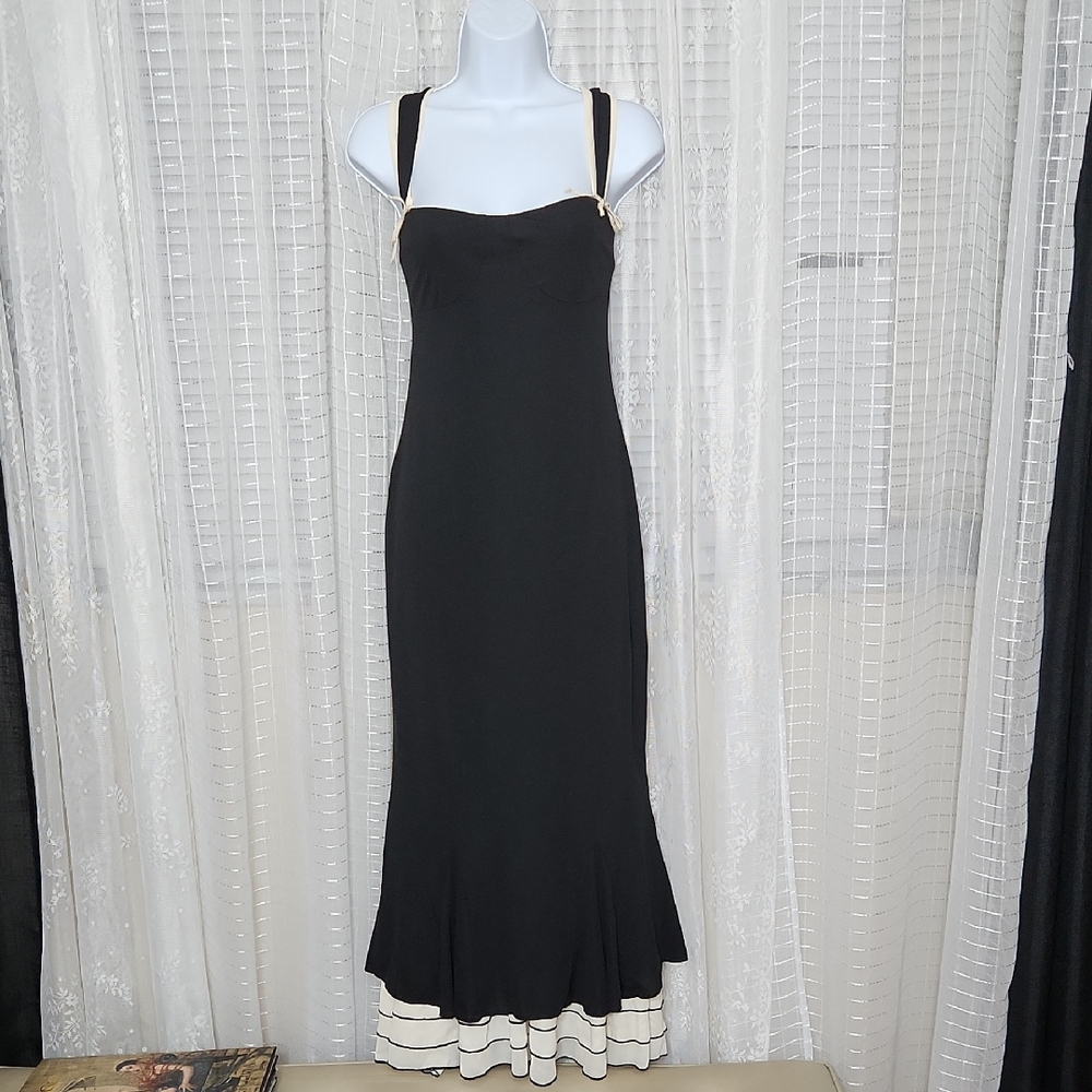 Rihoas Black Sweetheart Neck Bodycon Slip Maxi Dress SzM